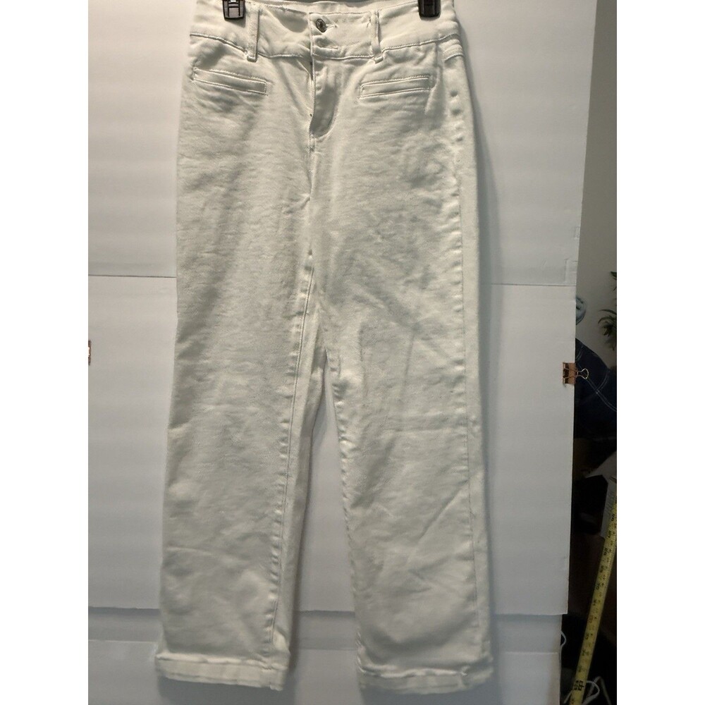 Sidefeel Women's Bootcut Jeans White Denim Stretch 5-Pocket Zip Button Size 4